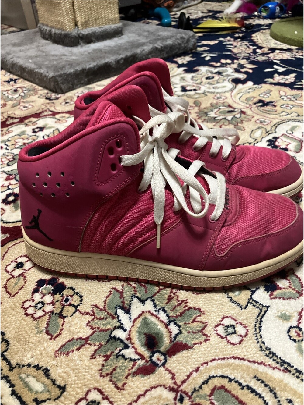 jordan 1 flight 4 size 6 in pink, signed Air Jordans Sneaker Athletic
